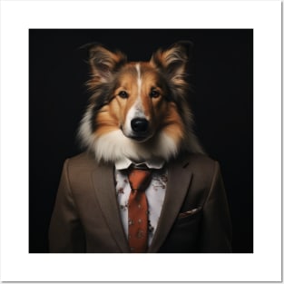 Collie Dog in Suit Posters and Art